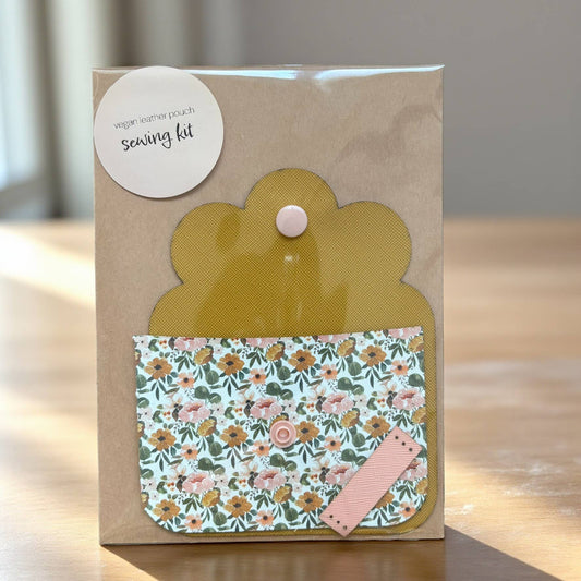 Sewing Kit - Vegan Leather Pouch - Blushing Blooms