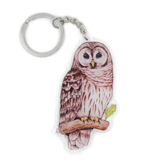 Barred Owl Double-Sided Acrylic Keychain