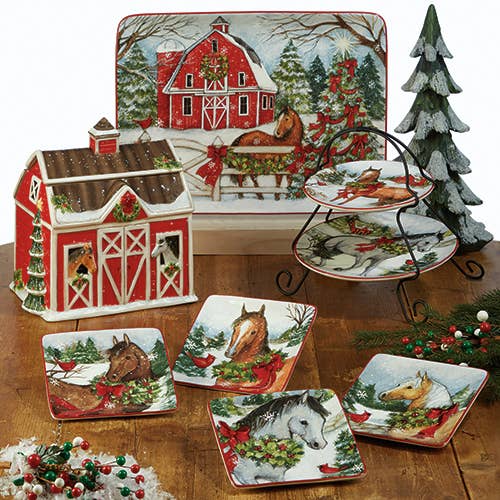 Christmas on the Farm 3-D Barn Cookie Jar 10 in