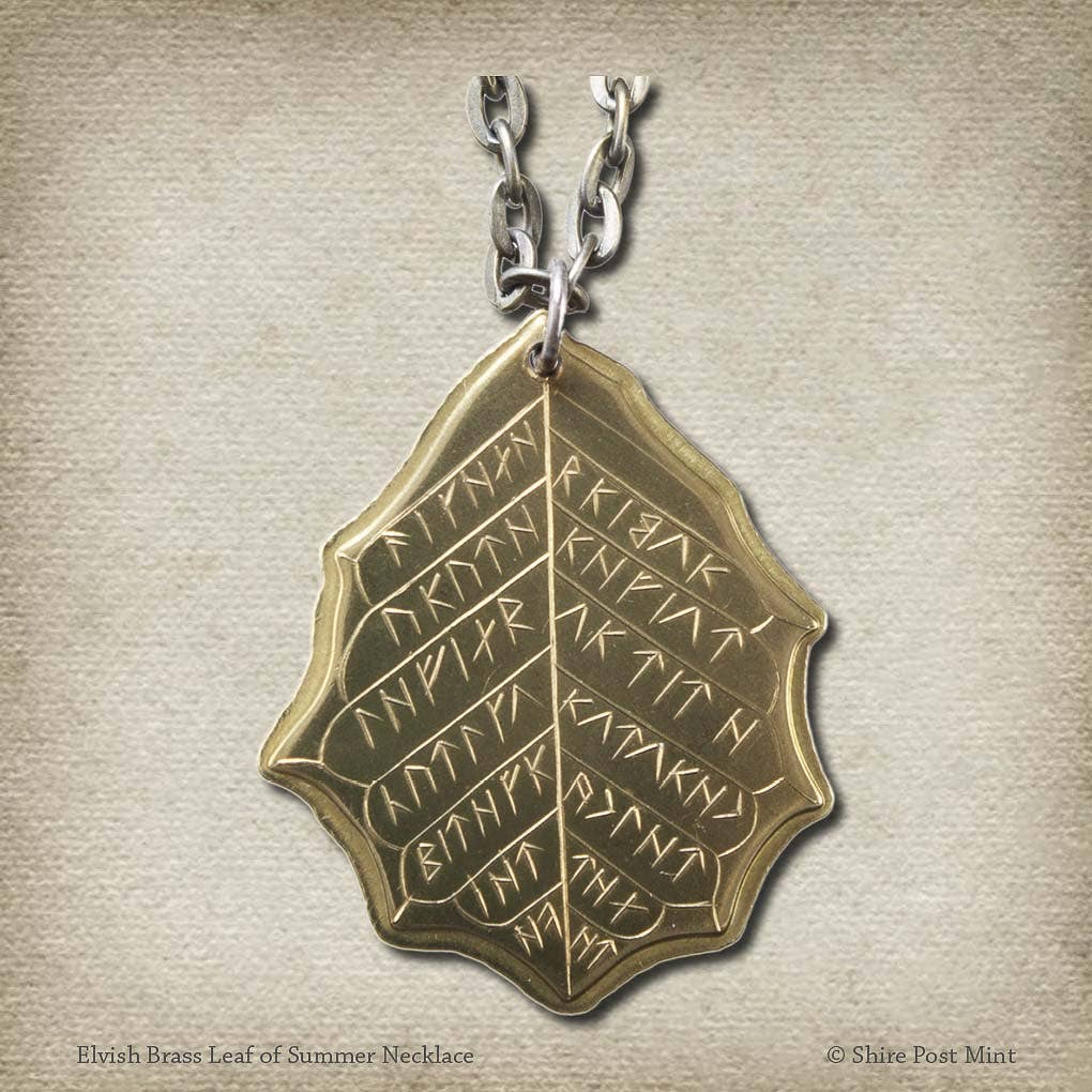 Elvish Brass Leaf Necklace (Leaf of Sapphire)