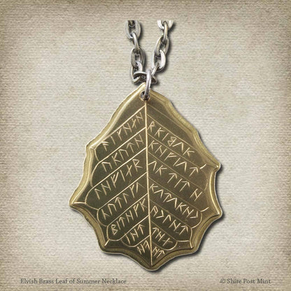 Elvish Brass Leaf Necklace (Leaf of Sapphire)