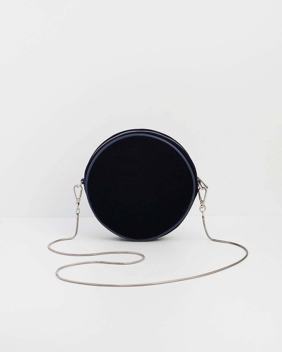 Chloe Midnight Garden Embroidered Circle Bag in Navy Velvet