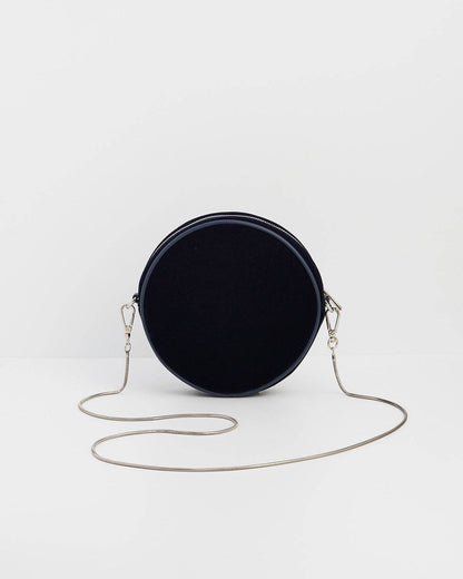 Chloe Midnight Garden Embroidered Circle Bag in Navy Velvet