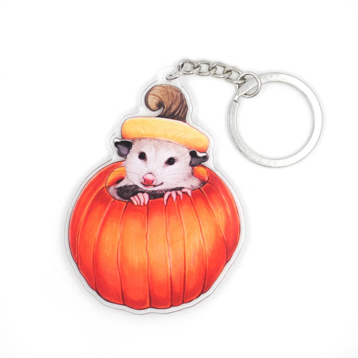 Pumpkin Possum Halloween Double-Sided Acrylic Keychain