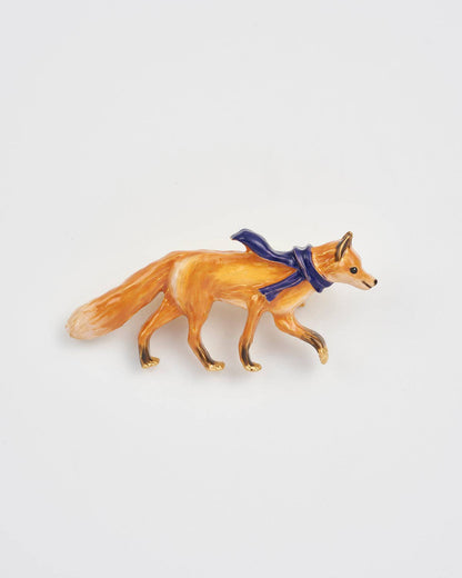 Cozy Fox Enamel Brooch