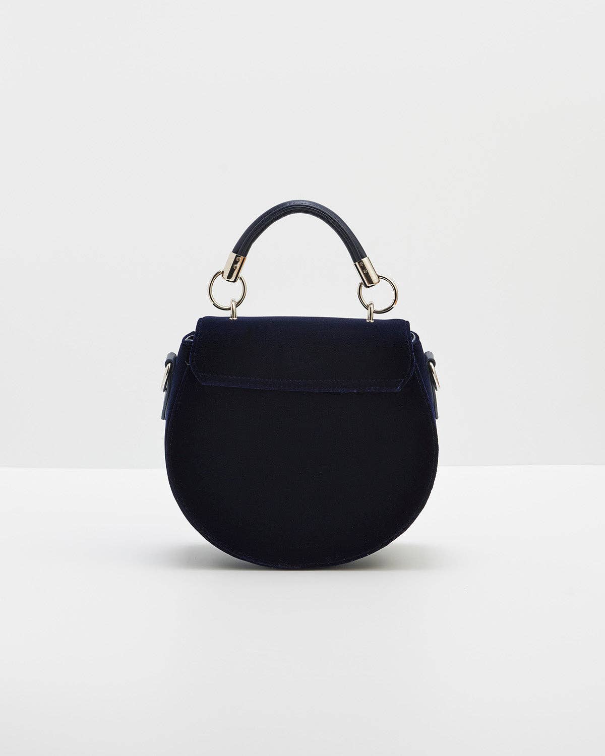 Charlotte Butterfly Embroidered Saddle Bag in Navy Velvet