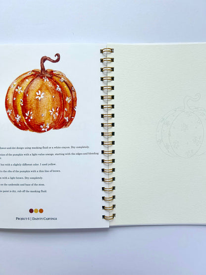 Cuaderno de trabajo de acuarela de otoño