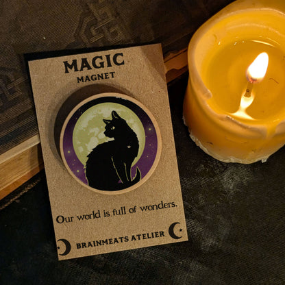 Magic Magnet - Black Cat Against the Moon