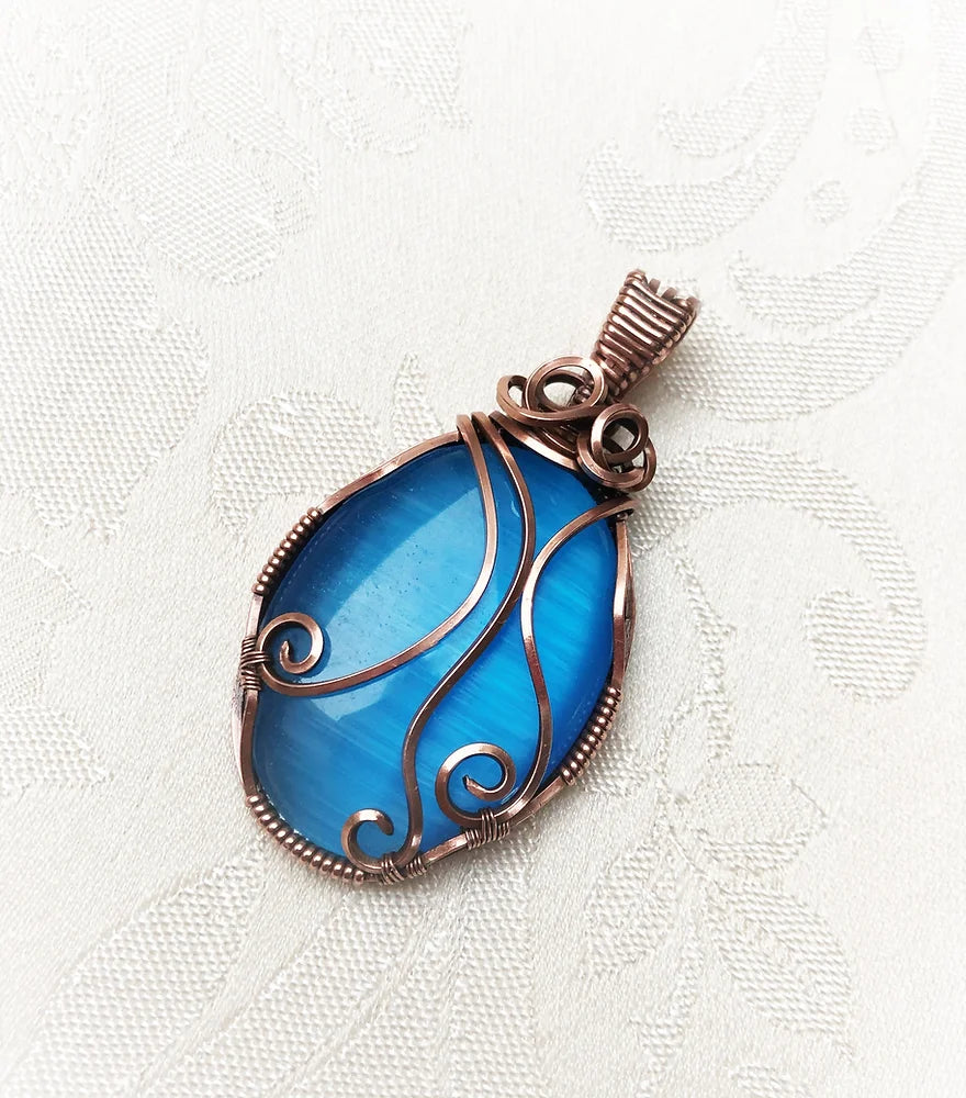 Blue Cat's Eye Oval Pendant