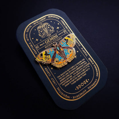 Gemini - Zodiac Butterfly and Moth Pins- Buckeye Butterfly