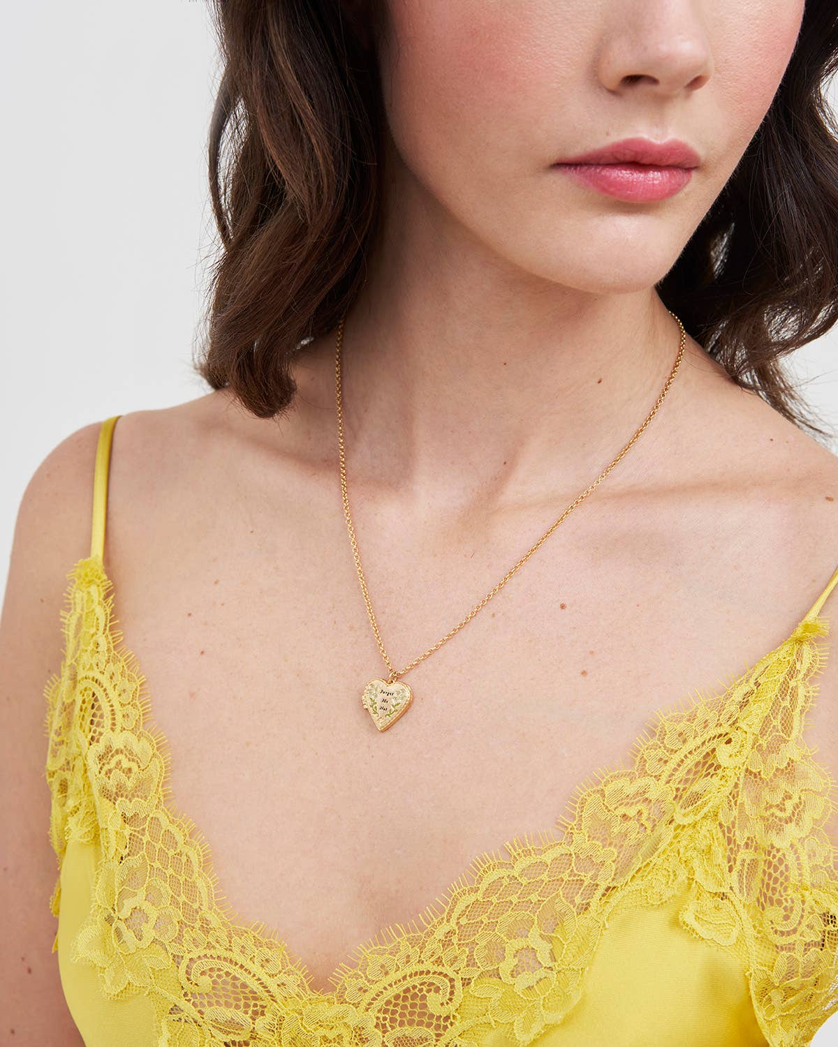 Floral "Forget Me Not" Heart Gold Locket Necklace
