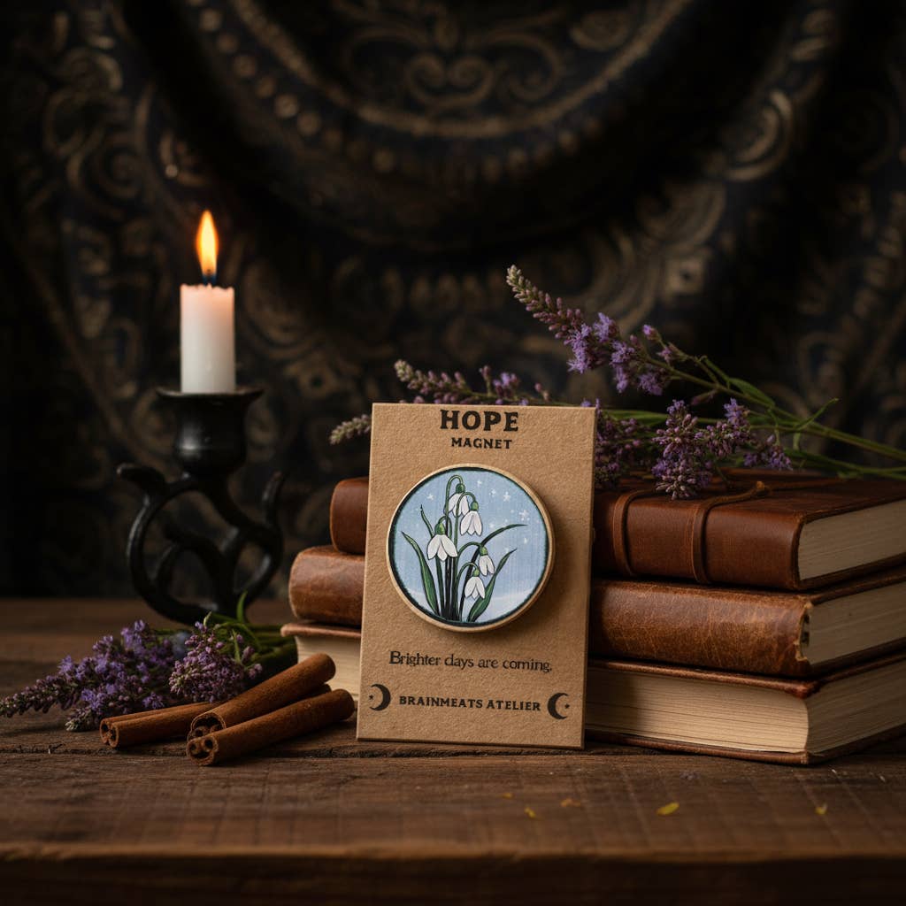 Hope Magnet – Snowdrop Flowers “Brighter Days Are Coming”