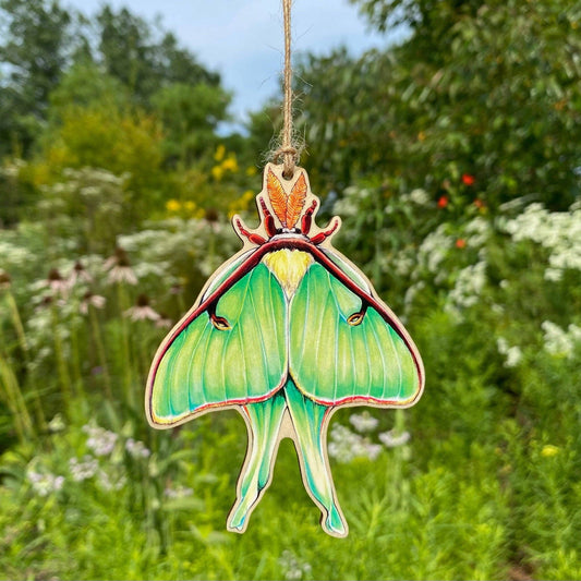 Adorno de madera con estampado de polilla Luna