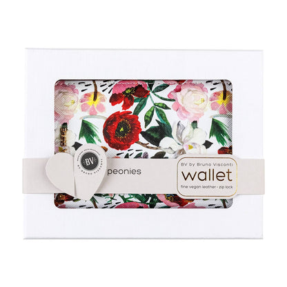 Vegan Leather Zip Wallet - Peonies Style