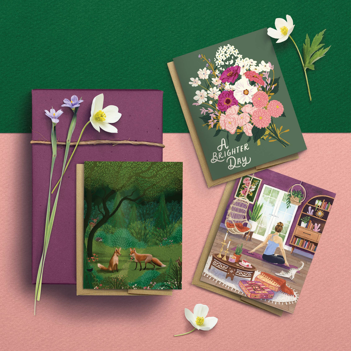 Woodland Foxes Birthday Card