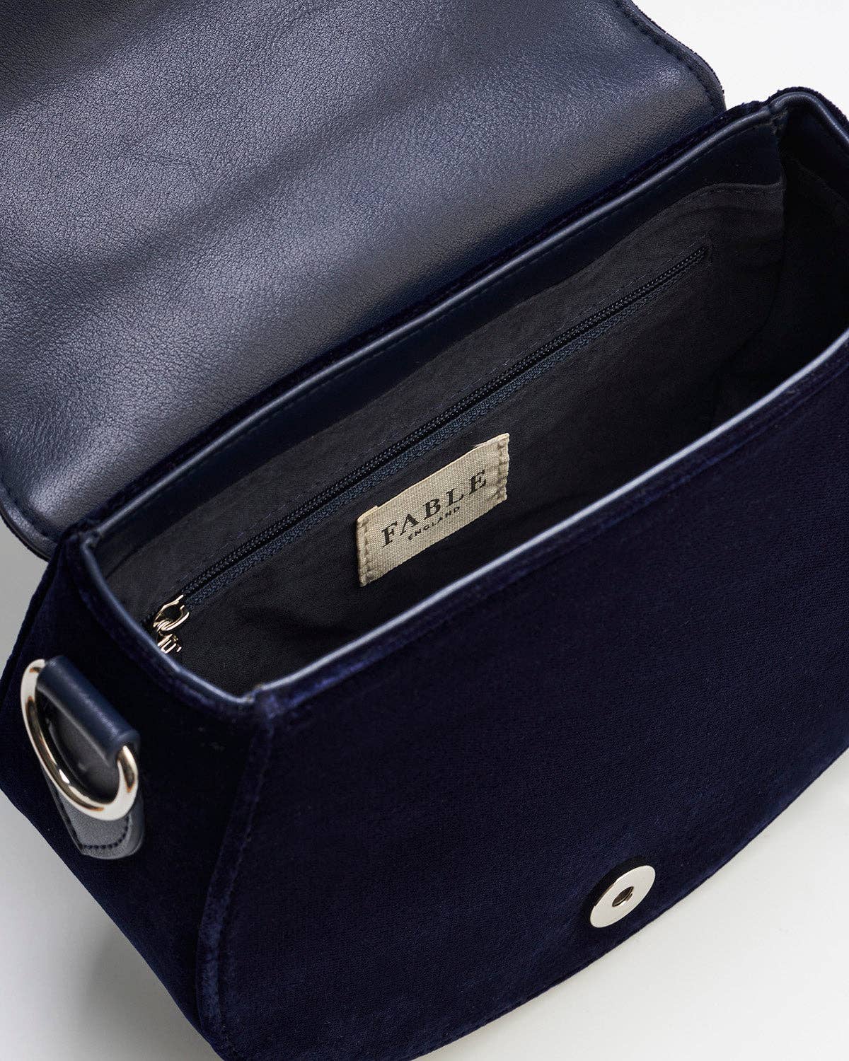 Charlotte Butterfly Embroidered Saddle Bag in Navy Velvet