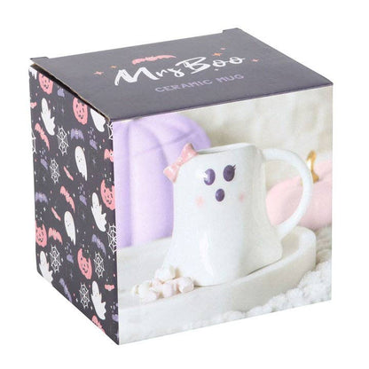 Mrs. Boo Ghost Shaped Halloween Mug with Bow