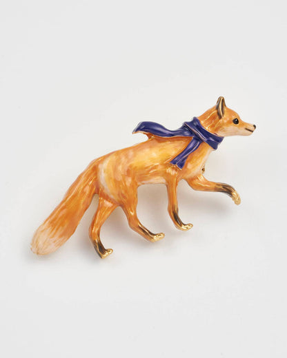 Cozy Fox Enamel Brooch