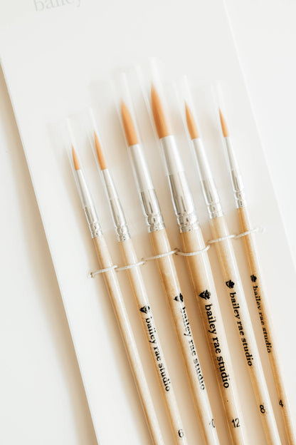 Round Tip Watercolor Brush Set (6 Brushes in Set)