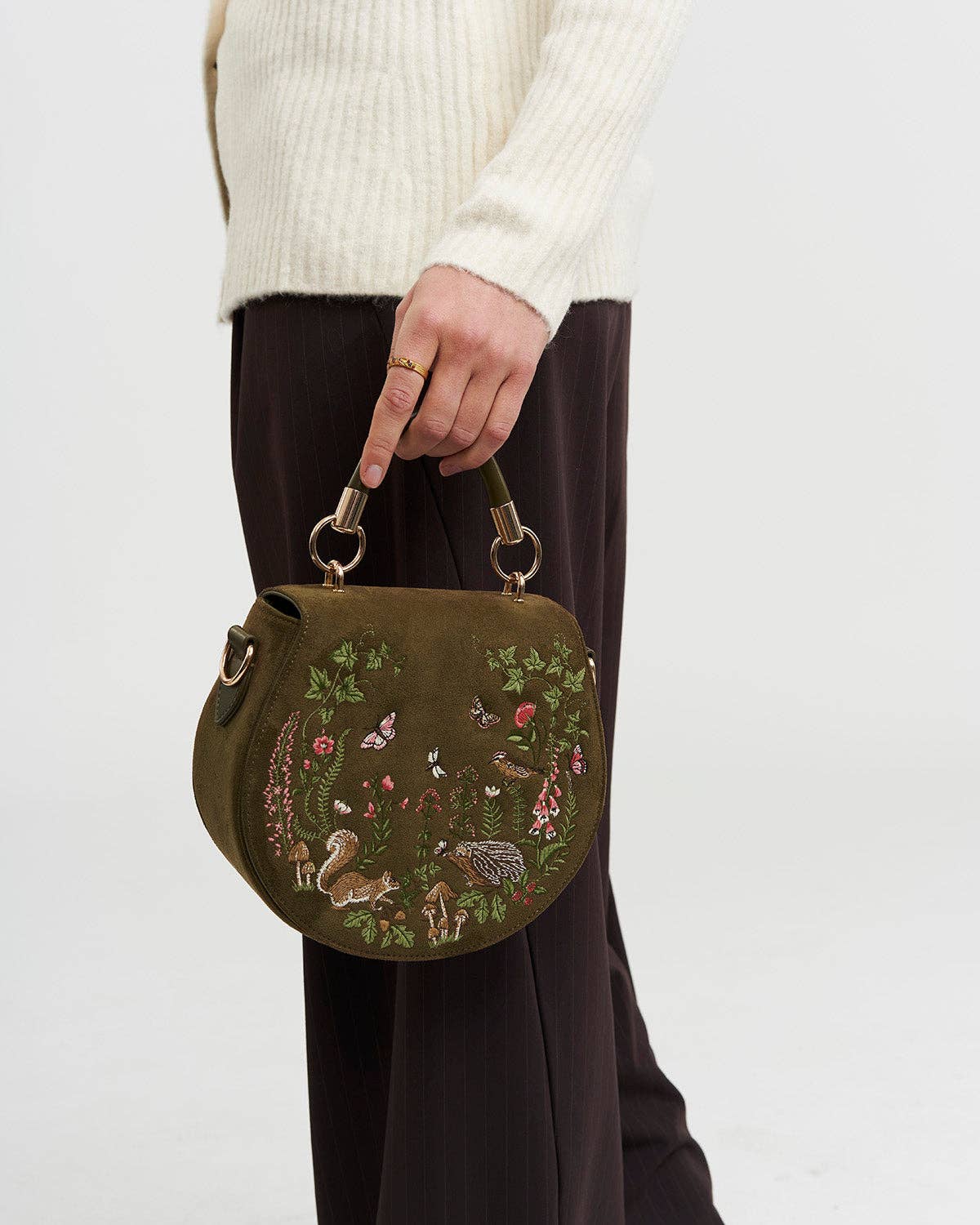 Charlotte Meadow Scene Embroidered Saddle Bag