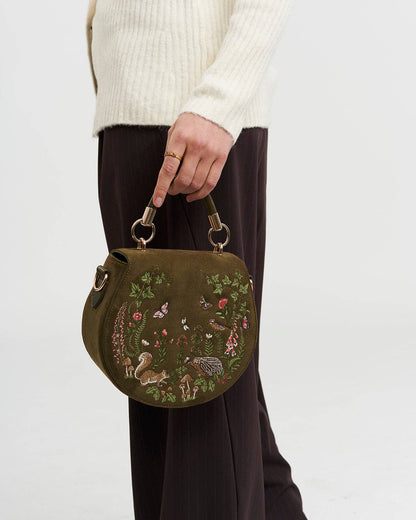 Charlotte Meadow Scene Embroidered Saddle Bag