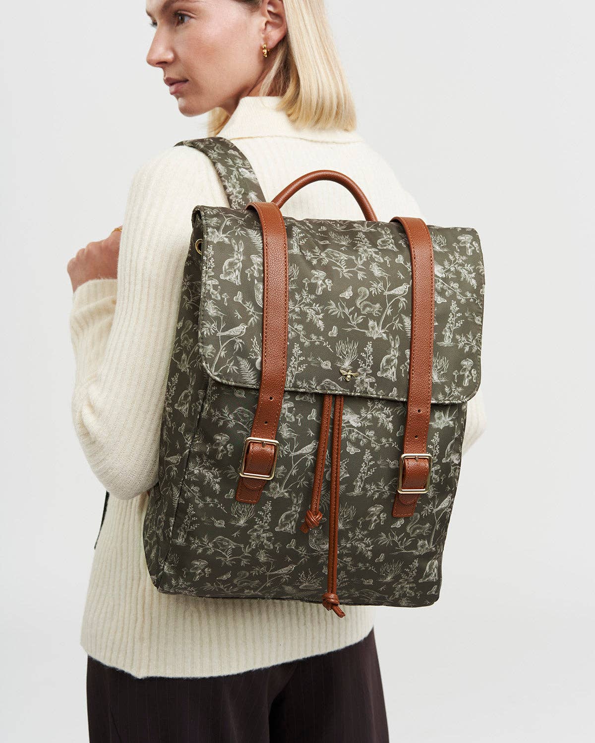 Flora Orla Scene Print Backpack in Olive Green