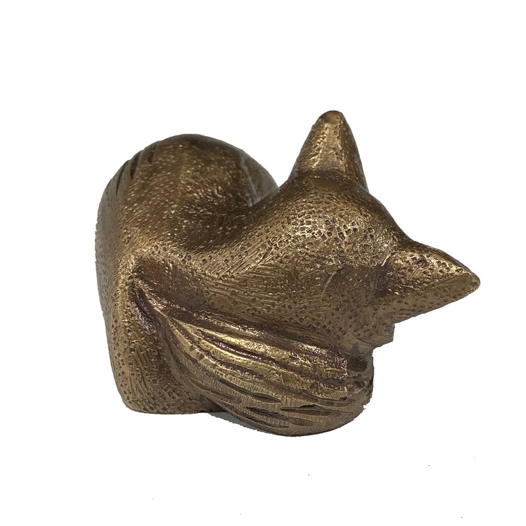 Small Antiqued Brass Sleeping Fox (Tabletop Decor)