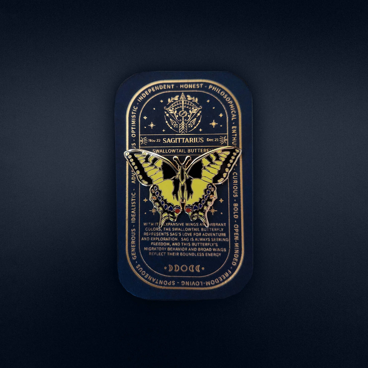 Sagittarius- Zodiac Butterfly and Moth Pins- Swallowtail