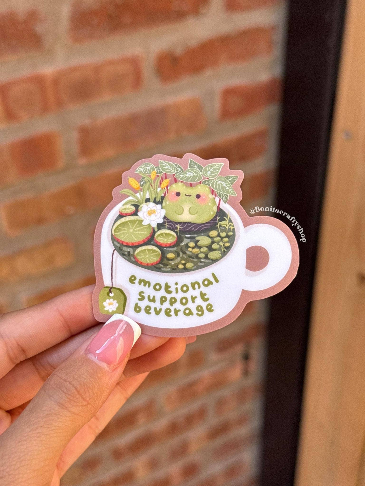 Kawaii Frog in Teacup Waterproof Vinyl Sticker