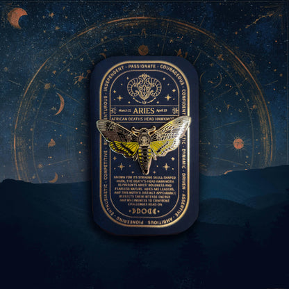 Aries - Zodiac Butterfly and Moth Pins- Deaths Head Hawkmoth