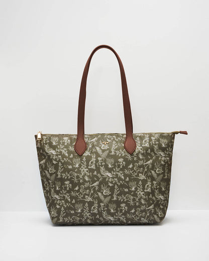Edith Orla Scene Print Tote Bag in Olive Green