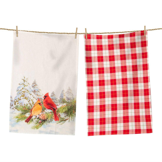 Tea Towels - Cardinals And Red Plaid (Pack of 2)