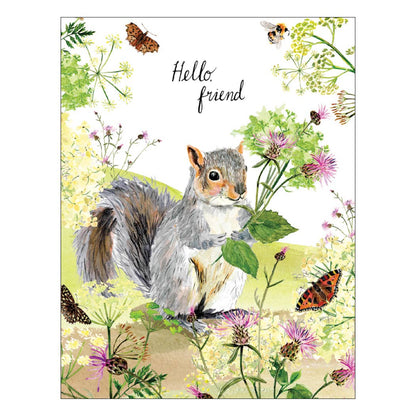 Squirrel with Flower Birthday Card