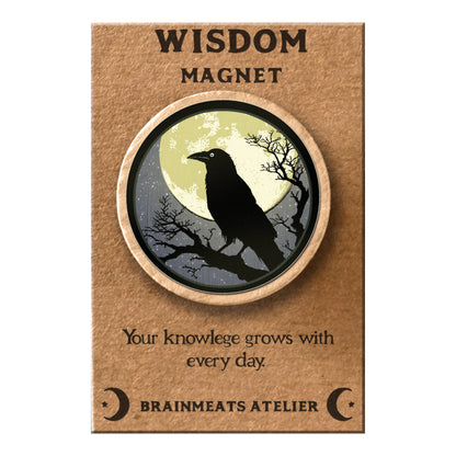 Wisdom Magnet – Raven on Full Moon Token for Students