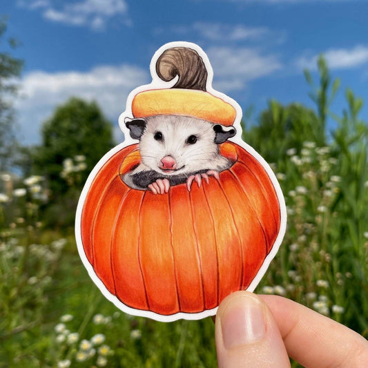 Pumpkin Opossum Halloween Weatherproof Vinyl Sticker