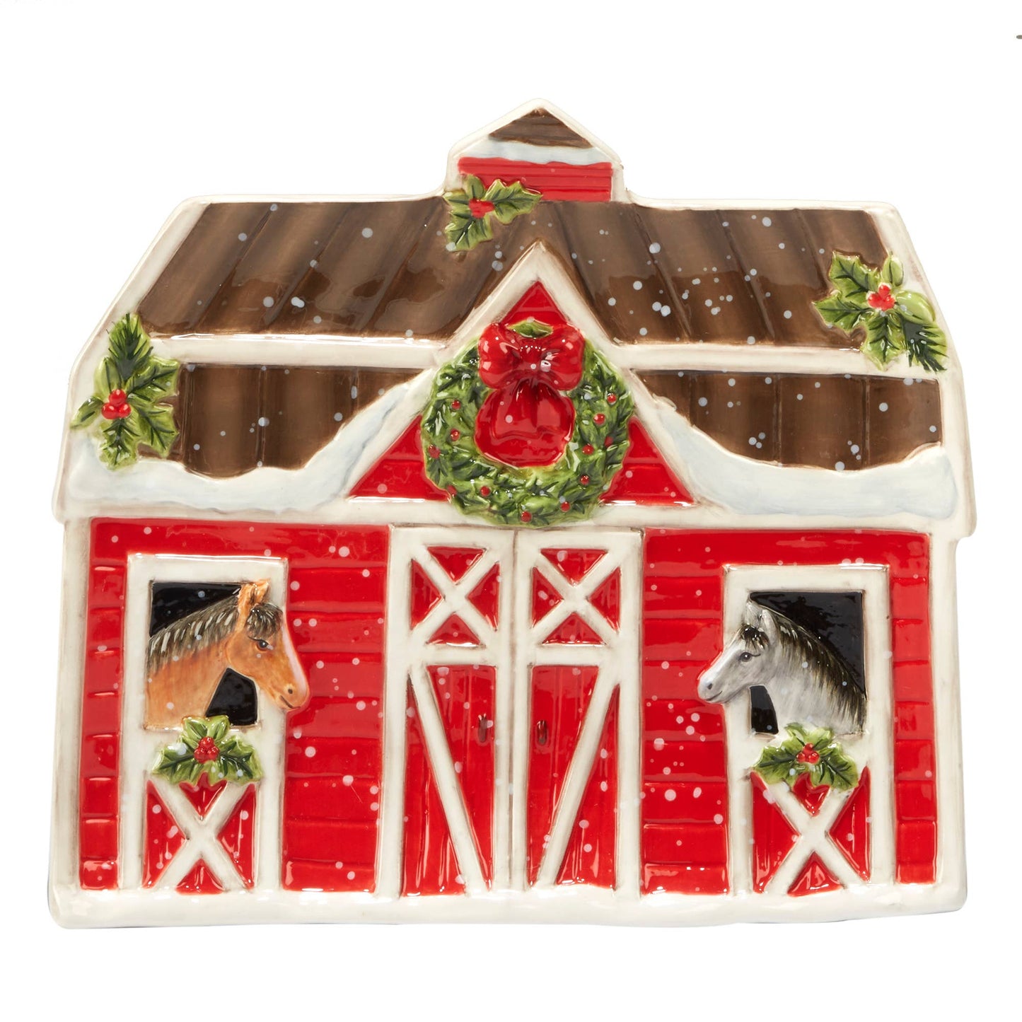 Christmas on the Farm 3-D Barn Cookie Jar 10 in