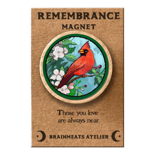 Remembrance Magnet –  Cardinal on Apple Branch