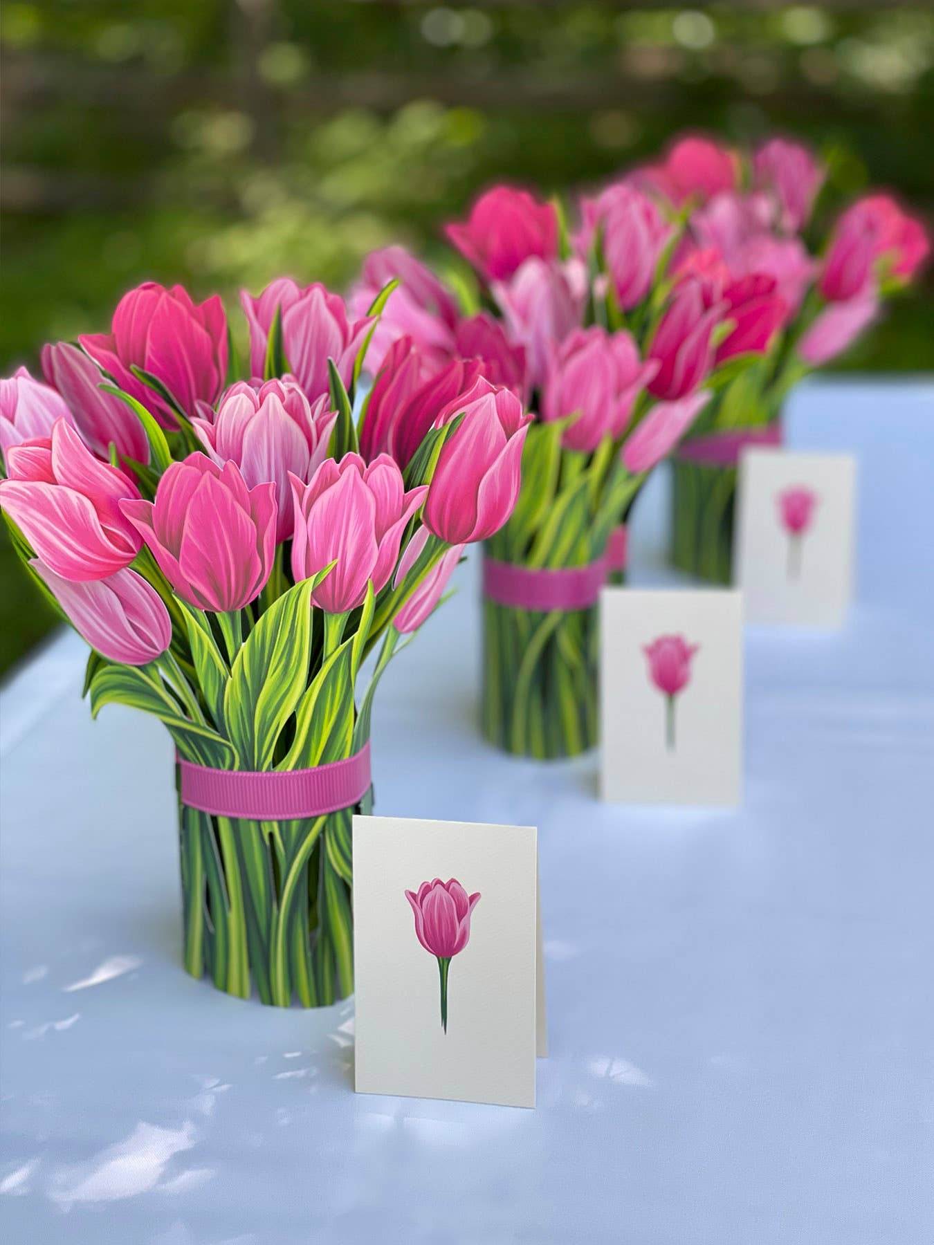 Pink Tulips Pop-Up Greeting Card