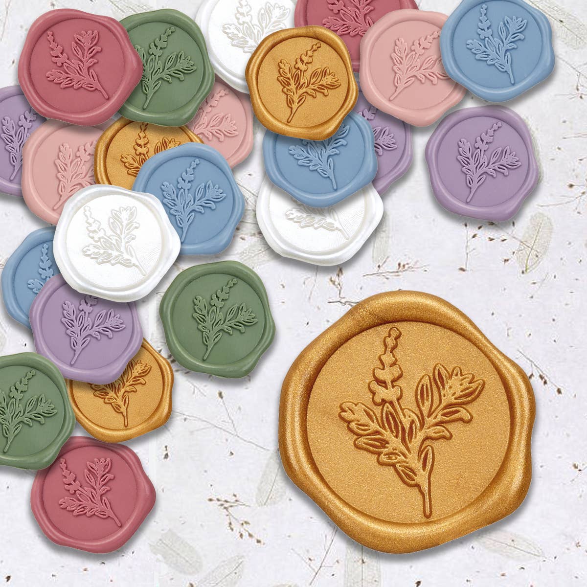 Botanical Adhesive Wax Seal Stickers 1 1/4" - 25 Pk