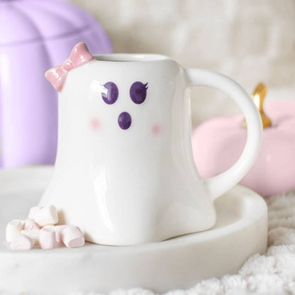 Mrs. Boo Ghost Shaped Halloween Mug with Bow