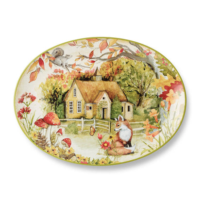 Woodland Critters Fall Oval Platter 16in x 12in