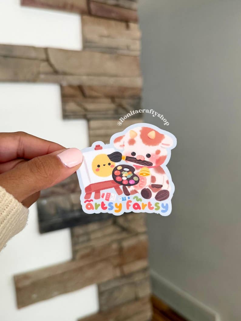 Artsy Fartsy Cow Matte Waterproof Sticker Vinyl