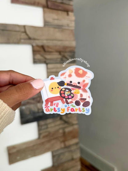 Artsy Fartsy Cow Matte Waterproof Sticker Vinyl