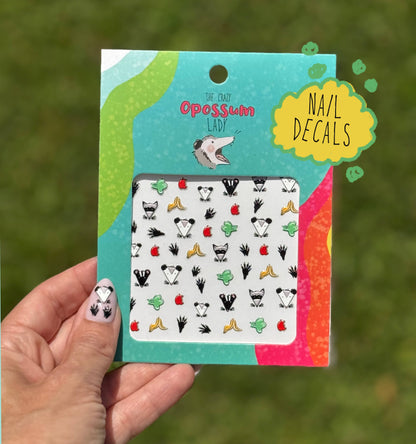 Trashy but Cute Opossum Possum Raccoon Skunk Nail Decals