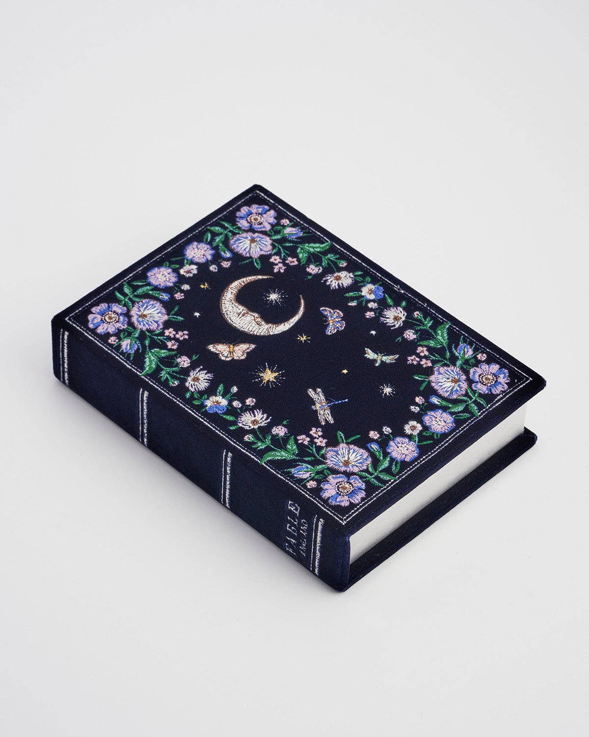 Florence Midnight Garden Embroidered Book Box in Navy Velvet