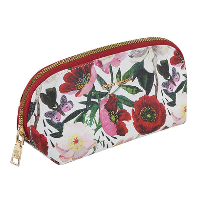 Vegan Leather Zip Pouch (Peonies Style)