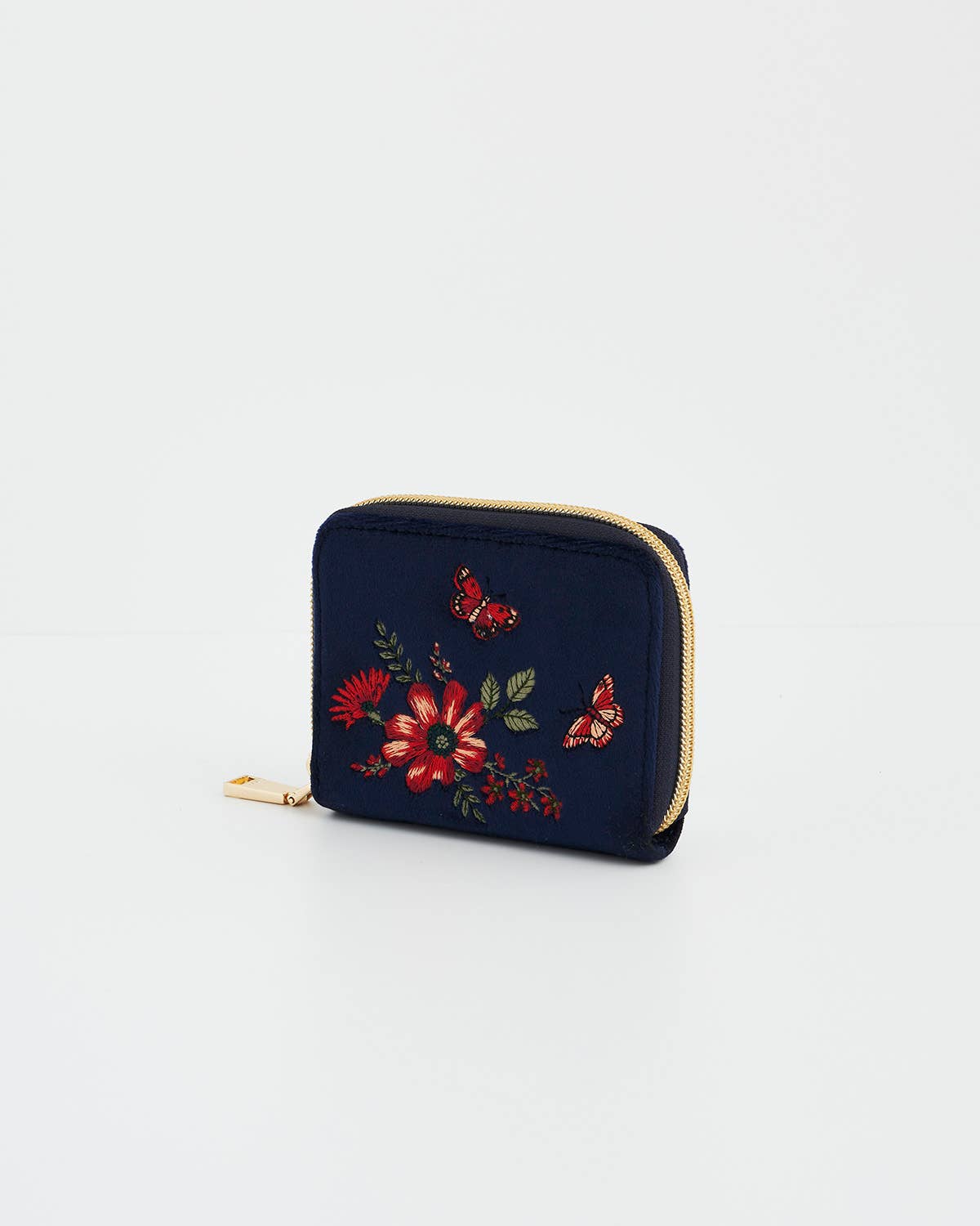 Floral Navy Velvet Wallet