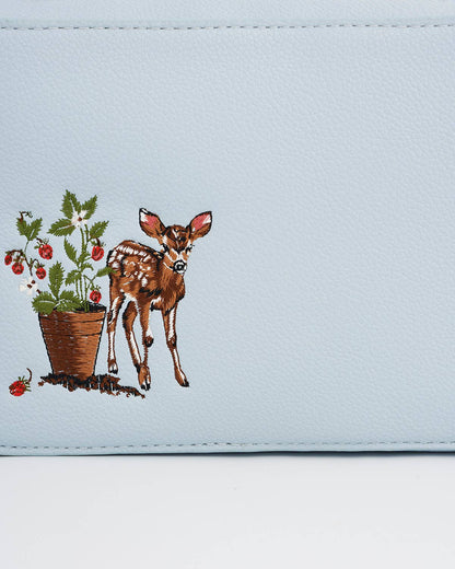 Strawberry & Fawn Blue Embroidered Camera Bag