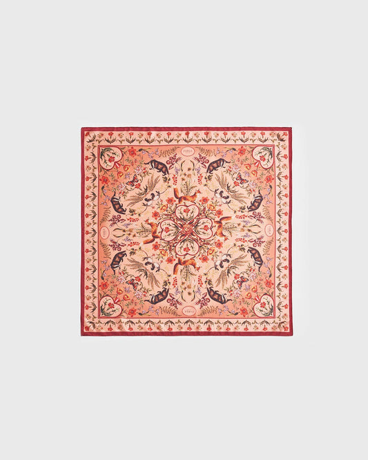 Folksy Fox Tales Peach Square Scarf