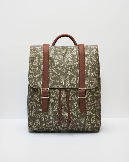 Flora Orla Scene Print Backpack in Olive Green
